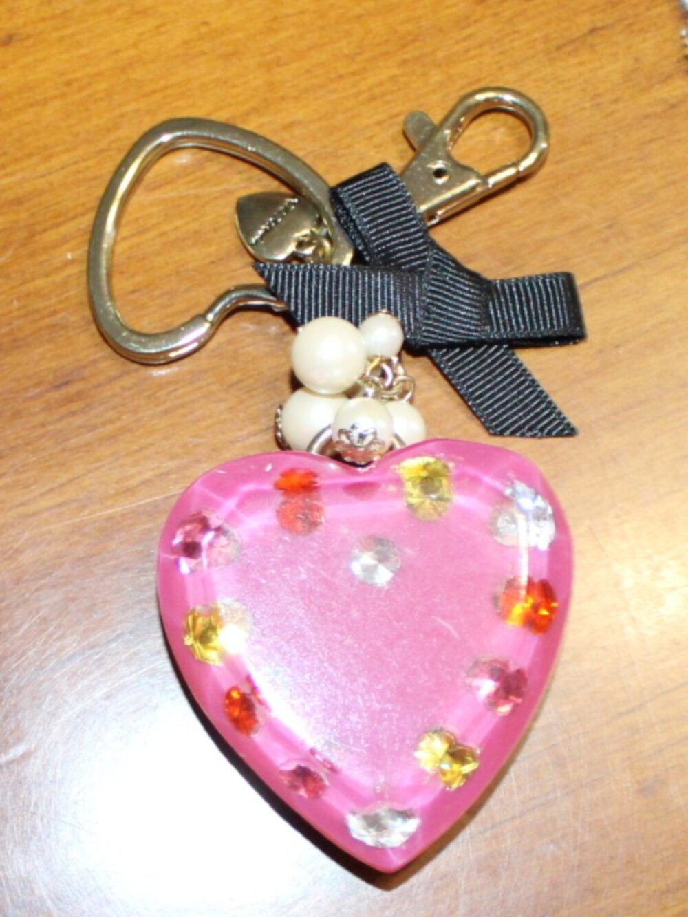 NWOT Betsey Johnson Heart w/bling bag charm or key chain CUTE